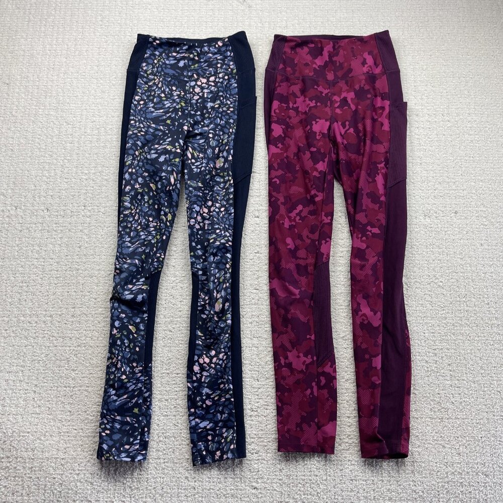 Bundle Lot x2 Domyos Training / Yoga Leggings Sz XS Camo Multicolor Funky